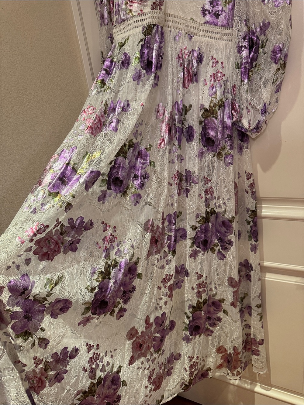For love and lemons wildflower foil gown maxi dress L - Picture 4 of 5